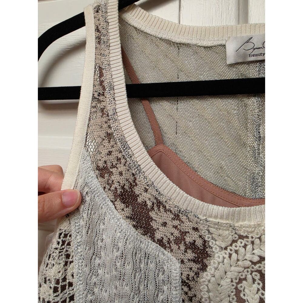 Byron Lars Beauty Mark Mixed Media Tank Top 0 - Picture 3 of 9